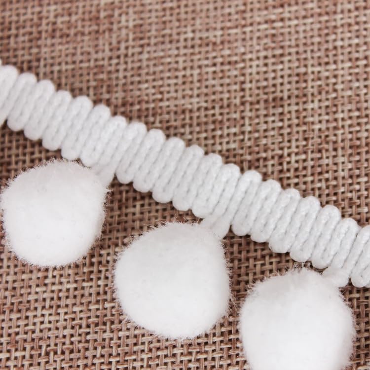 YYCRAFT 10 Yards Ball Fringe 1" Wide Pom Pom Trim Ribbon Sewing-White - Image 3